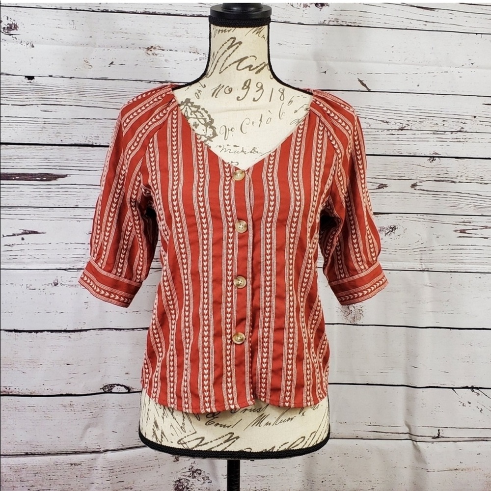 Anthropologie Harper Embroidered Button Front Top - Size XS